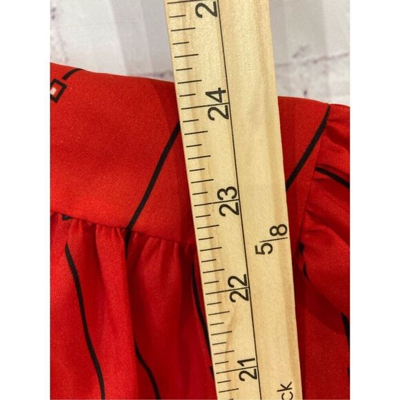 Vintage Lady Arrow Mistique Womens Medium Button Front Blouse Red Silky Stripe - Picture 6 of 8